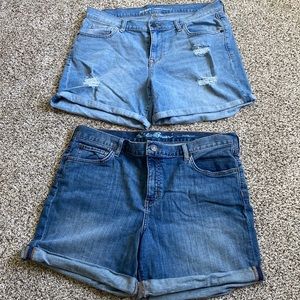 2 pair denim shorts Old Navy curvy profile and Eddie Bauer